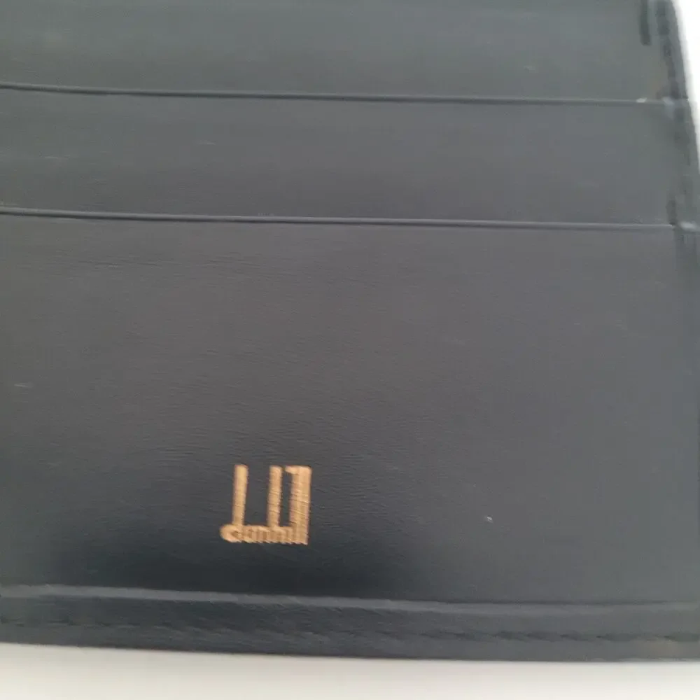 Dunhill Designer Checkbook Card Bill Holder Wallet Black Bifold Leather Retro